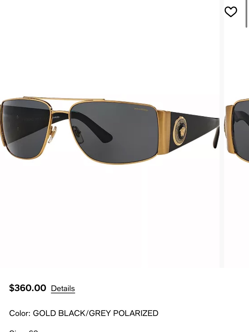 Versace Gold and Black Men's Polarized Sunglasses